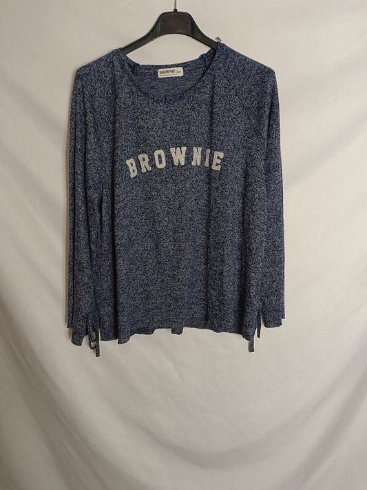 BROWNIE. Top azul jaspeado T.s/m