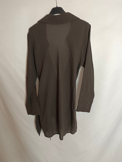 ZARA. Blusa marrón cruzada T.l