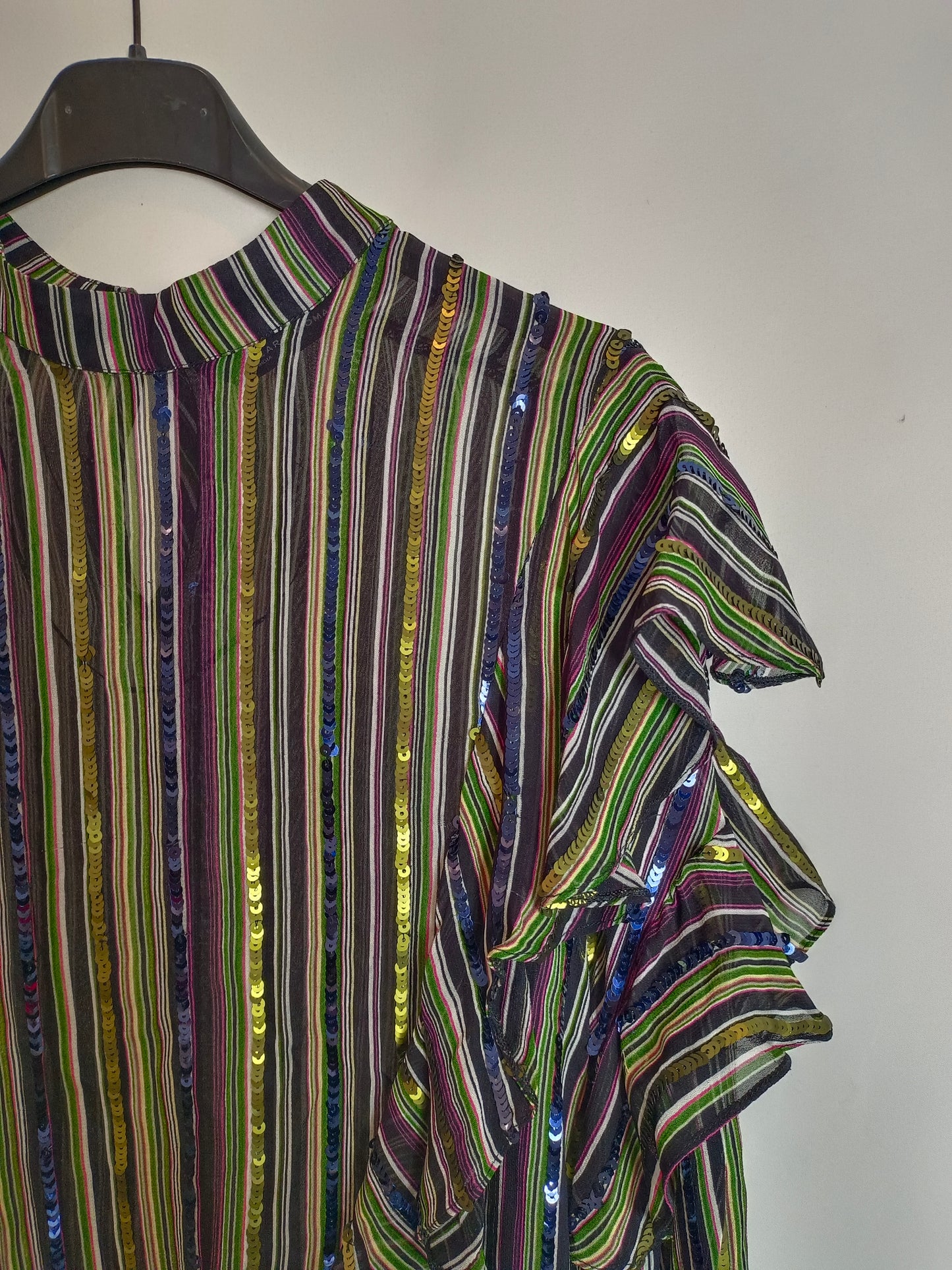 ZARA. Blusa rayas lentejuelas T.s