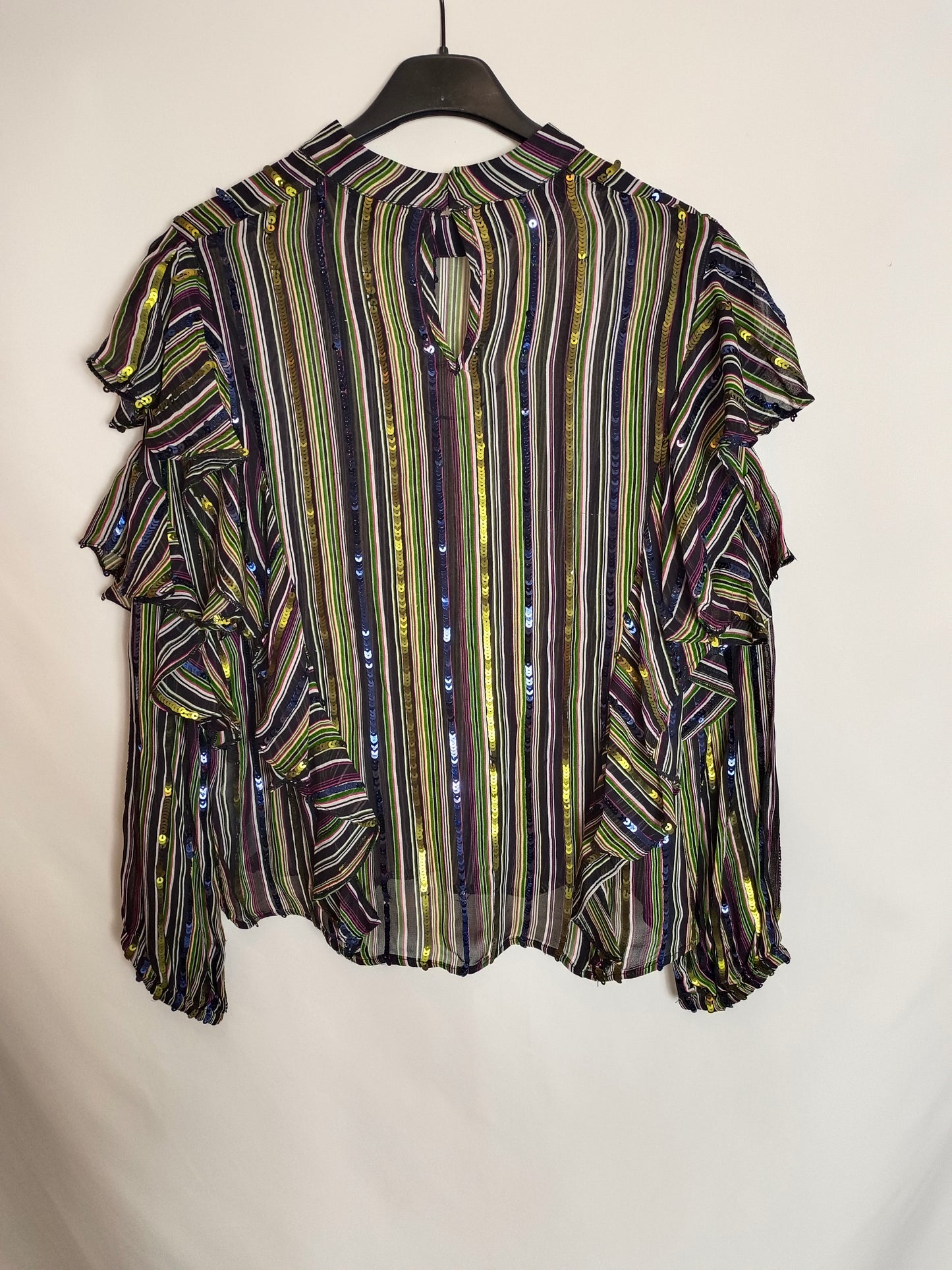 ZARA. Blusa rayas lentejuelas T.s
