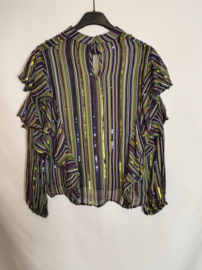 ZARA. Blusa rayas lentejuelas T.s