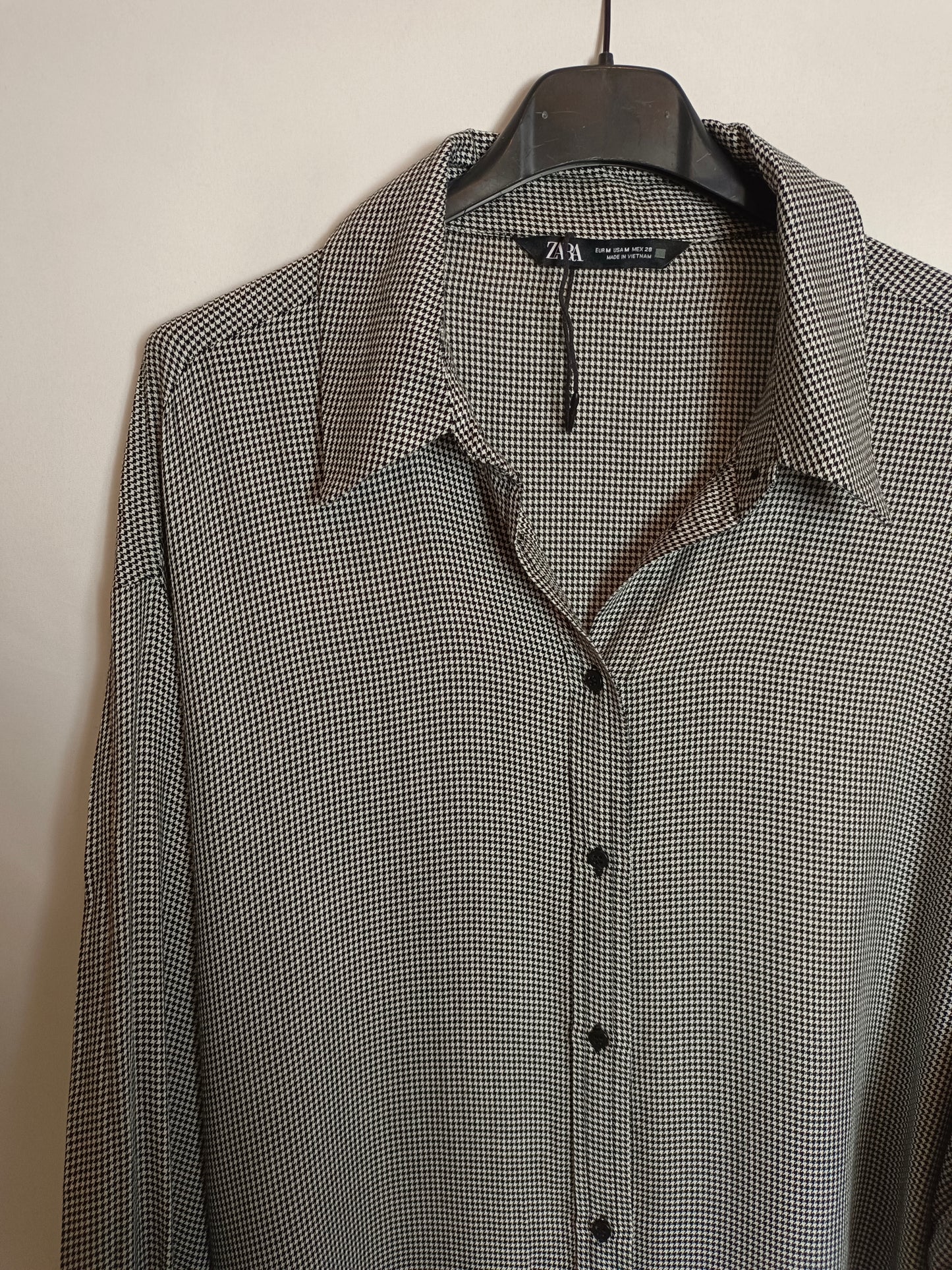 ZARA. Vestido camisero pata de gallo T.m