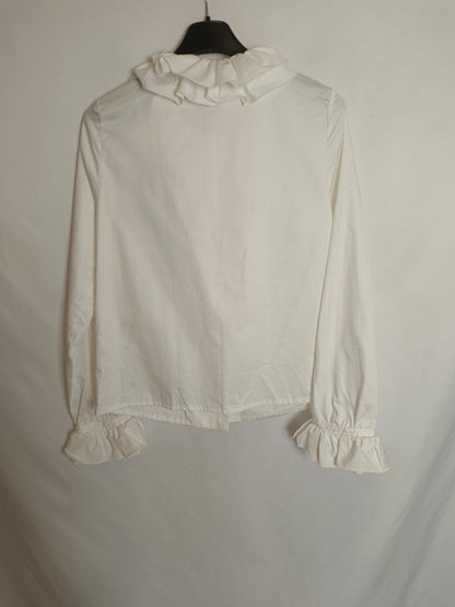 COSSY. Blusa crema volantes T.M