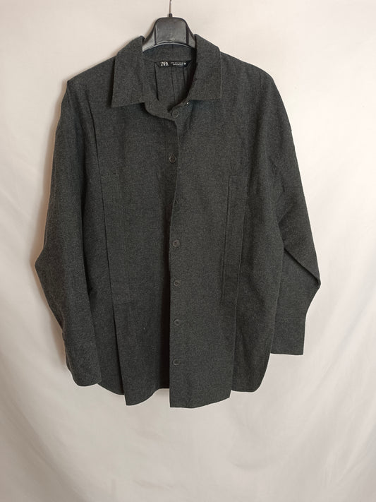 ZARA. Grey flannel overshirt T.m