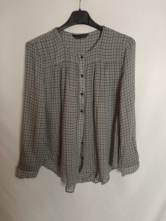 ZARA. Gray checked blouse Ts
