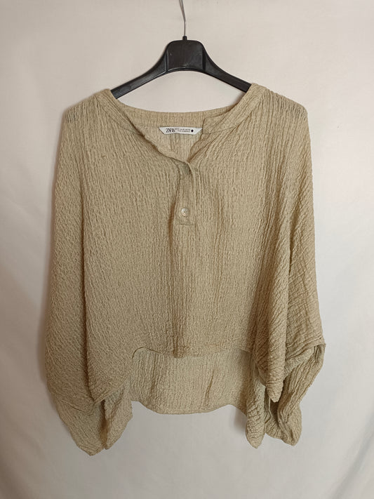 ZARA. Textured beige top, size XL