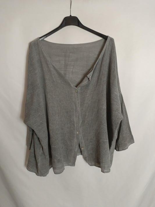 OTHERS. Gray buttoned blouse Tu(s/m)