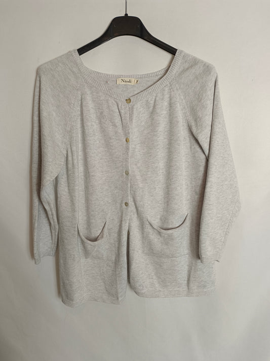 NICOLI. Fine grey cardigan, size 14 years