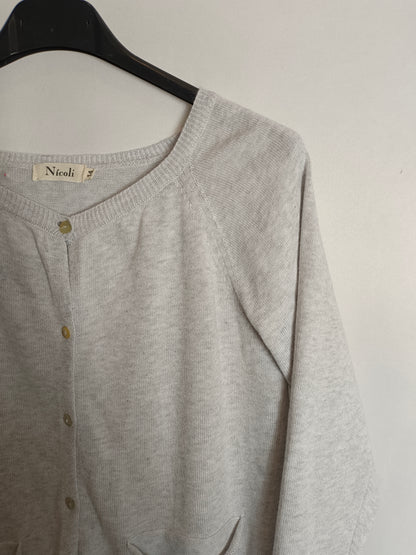 NICOLI. Fine grey cardigan, size 14 years
