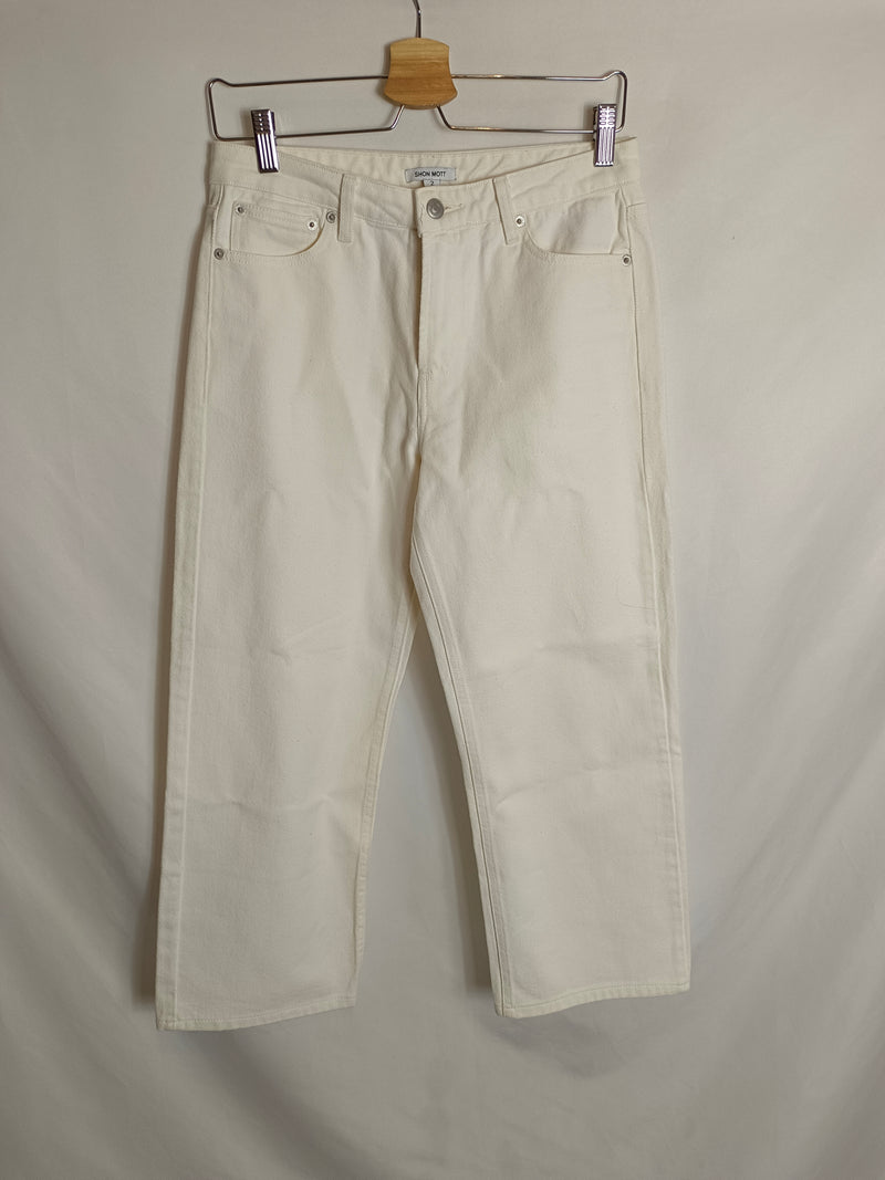 SHON MOTT. Pantalón denim blanco T.2(38)