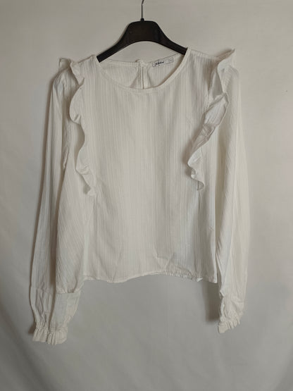 SUBDUED. Blusa blanca volantes T.36