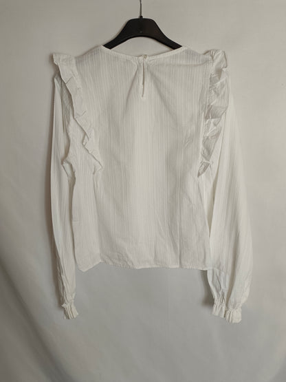 SUBDUED. Blusa blanca volantes T.36