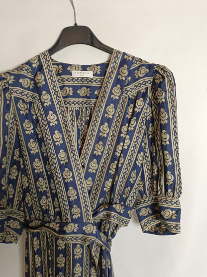 SANDRO. Silk wrap dress Tu(S)