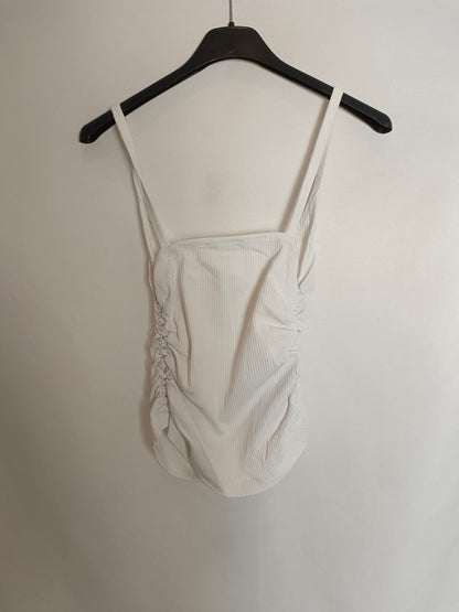 ZARA. Top blanco canalé T.xs