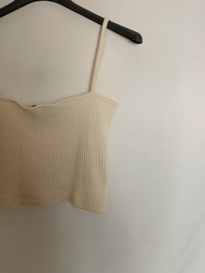BRANDY MELVILLE. Top beige canalé T.xs