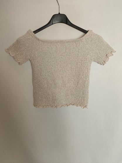 SUBDUED. Top beige nido de abeja T.s