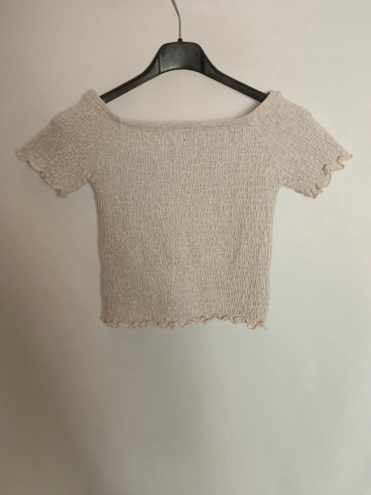 SUBDUED. Top beige nido de abeja T.s