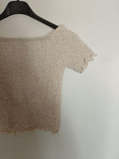 SUBDUED. Top beige nido de abeja T.s