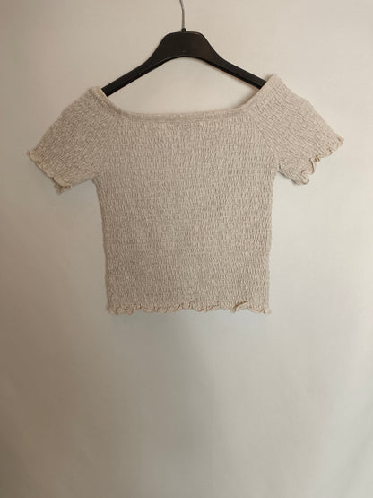 SUBDUED. Top beige nido de abeja T.s