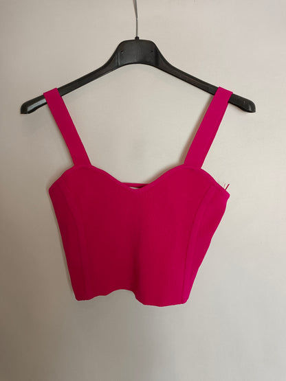 ZARA. Top rosa canalé T.s