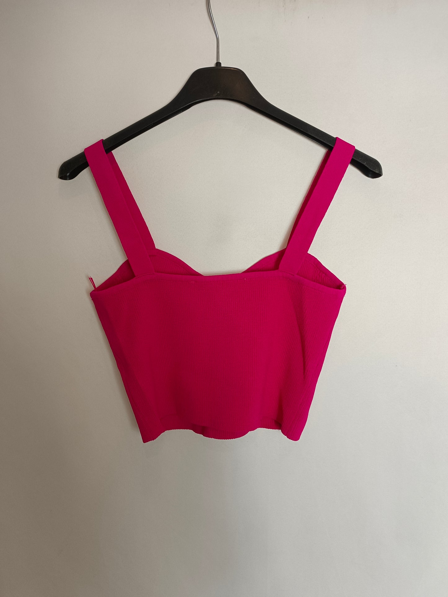 ZARA. Top rosa canalé T.s