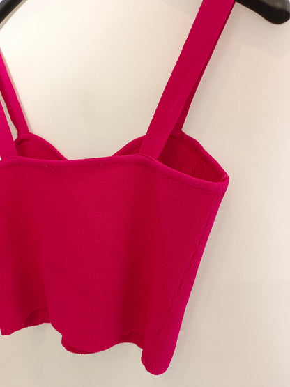 ZARA. Top rosa canalé T.s