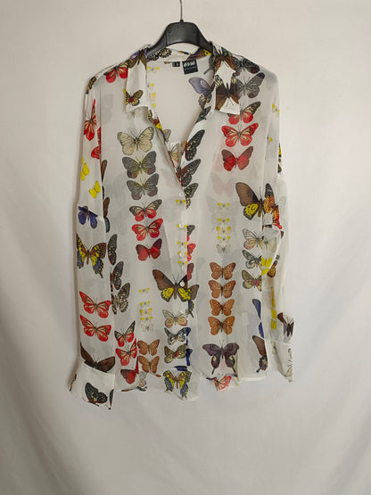 ERRE. White butterfly blouse Ts