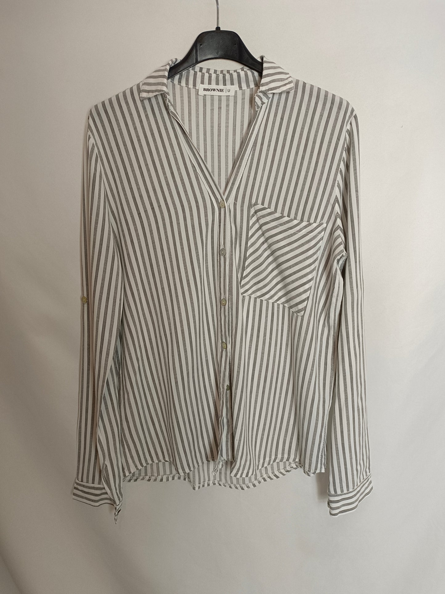 BROWNIE. Blusa de rayas gris y blanco T S