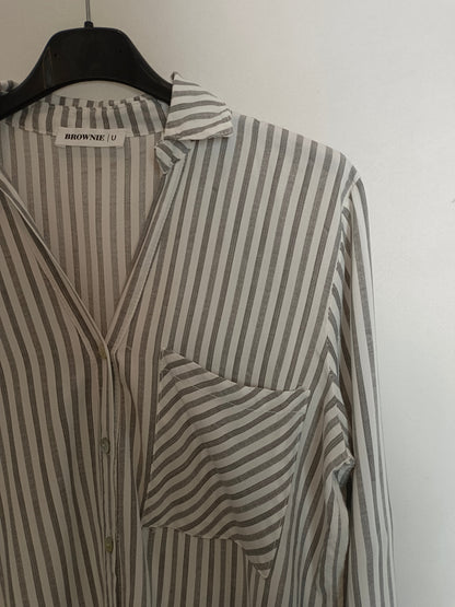 BROWNIE. Blusa de rayas gris y blanco T S