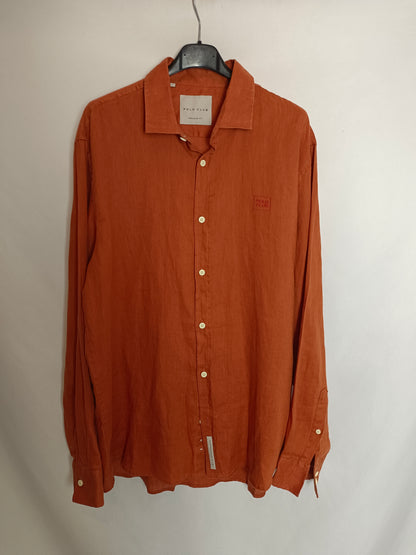 POLO CLUB. Camisa naranja lino T.l