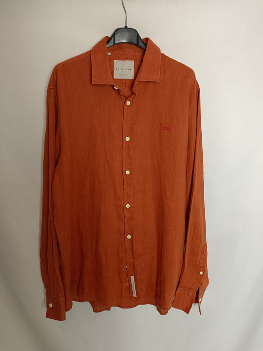POLO CLUB. Camisa naranja lino T.l