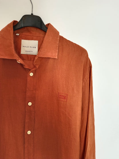 POLO CLUB. Camisa naranja lino T.l