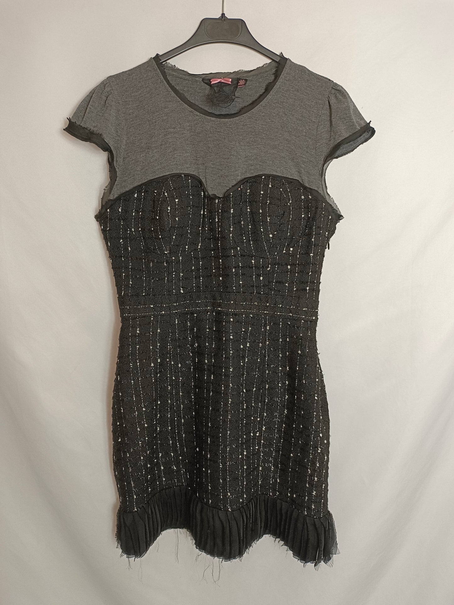 TWELVE BY TWELVE. Vestido negro tweed T.l