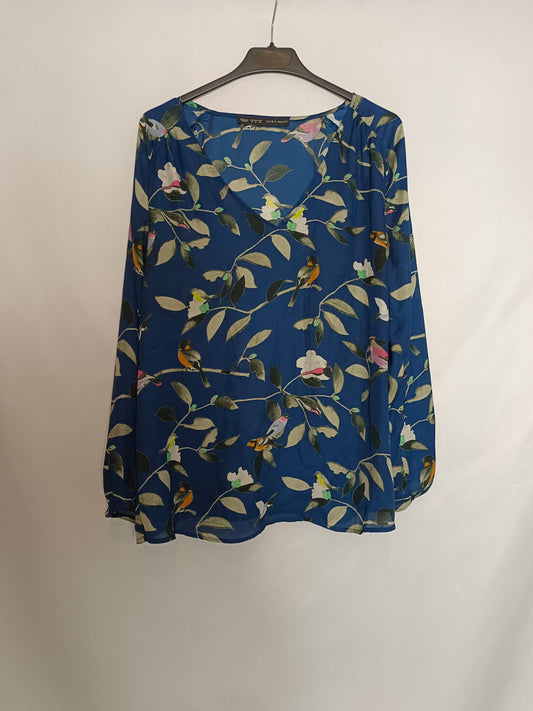 ZARA. Blue birds blouse TM