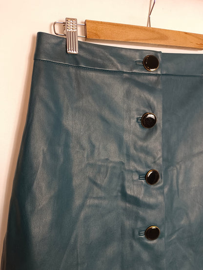 MANGO. Falda azul abotonada T.m