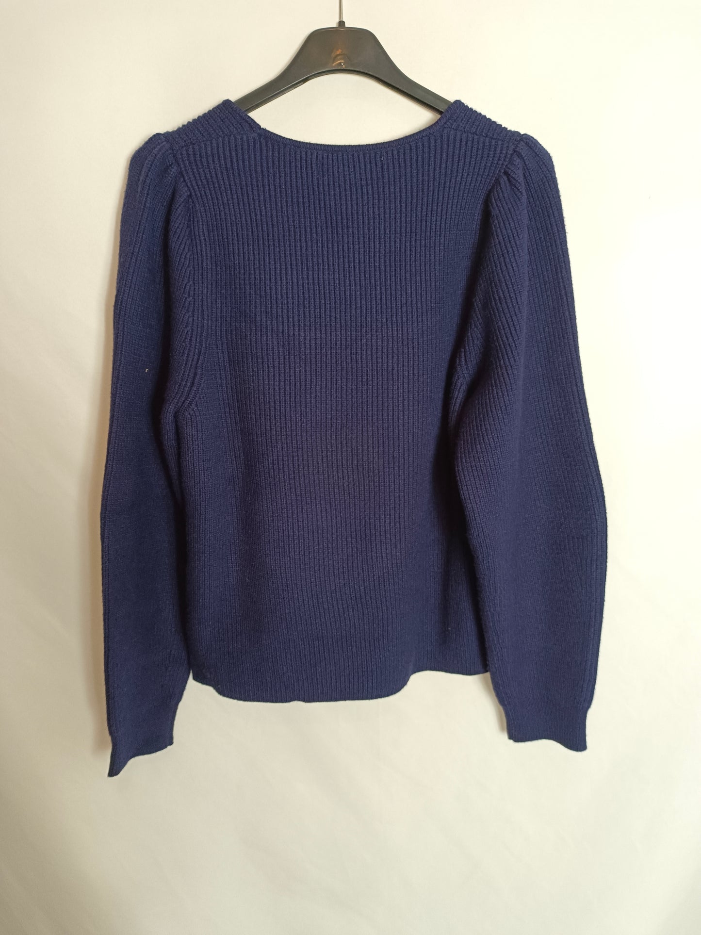 MANGO. Jersey azul canalé T.l