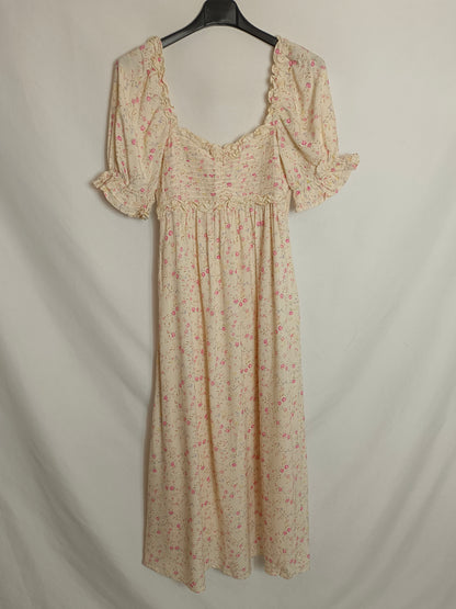 AUGUSTE. Beige floral dress, size 32