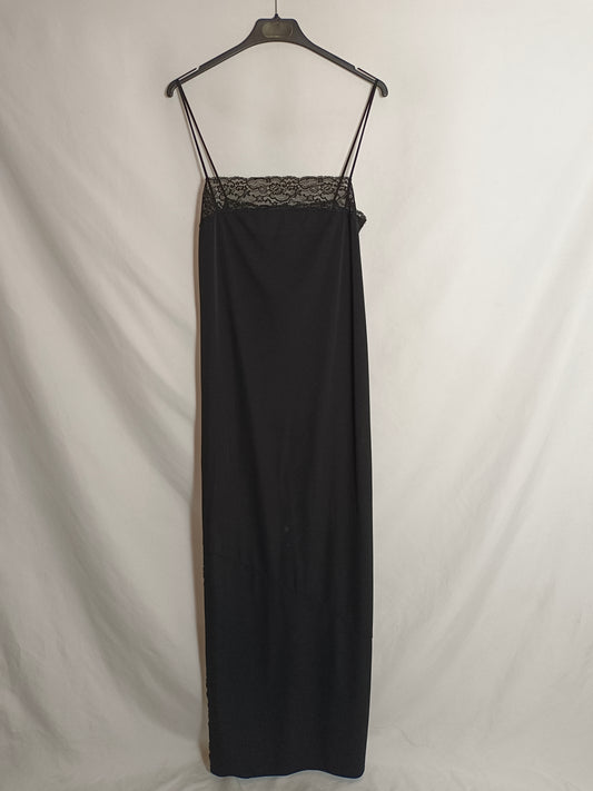 MANGO. Vestido largo lencero T.m