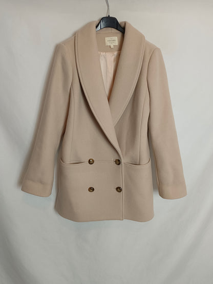 SEZANE. Abrigo camel cruzado T.34
