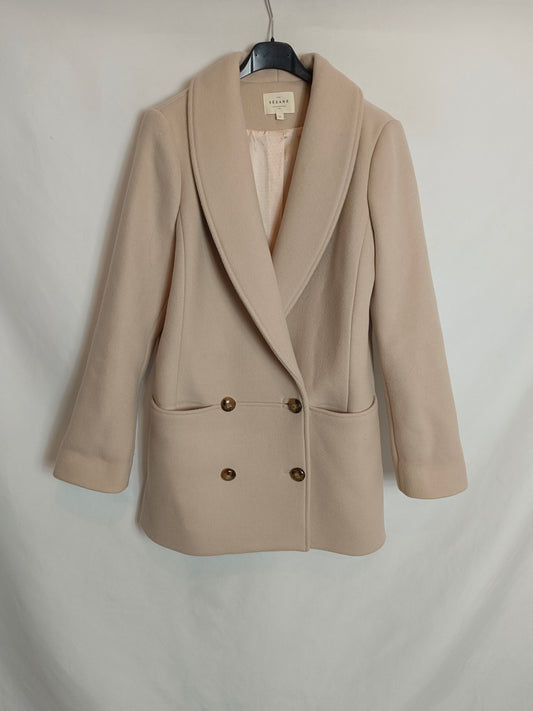 SEZANE. Abrigo camel cruzado T.34