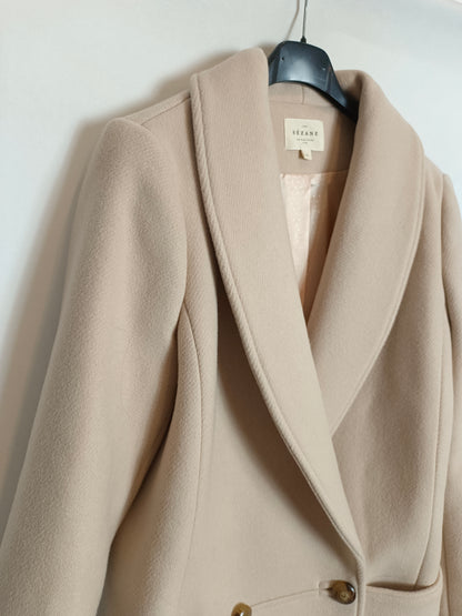 SEZANE. Abrigo camel cruzado T.34