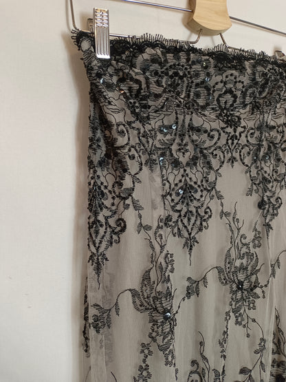 AMAYA ARZUAGA. Vestido tull bordado T.40(s)