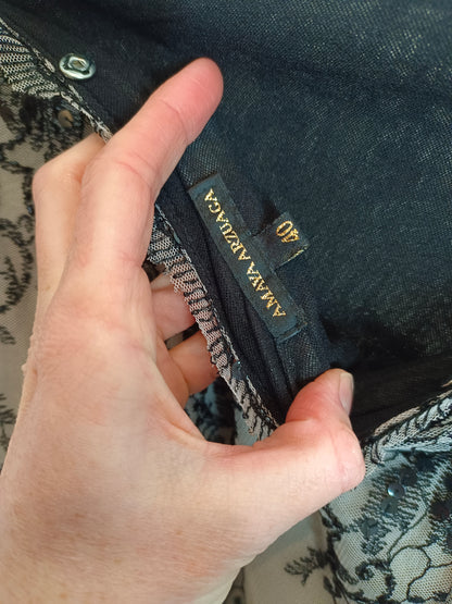 AMAYA ARZUAGA. Vestido tull bordado T.40(s)