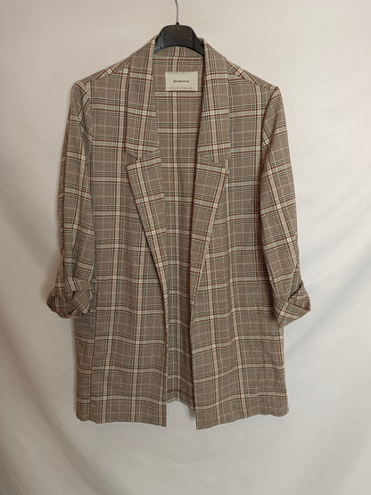 STRADIVARIUS. Chaqueta fina cuadros T.m