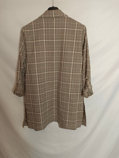 STRADIVARIUS. Chaqueta fina cuadros T.m