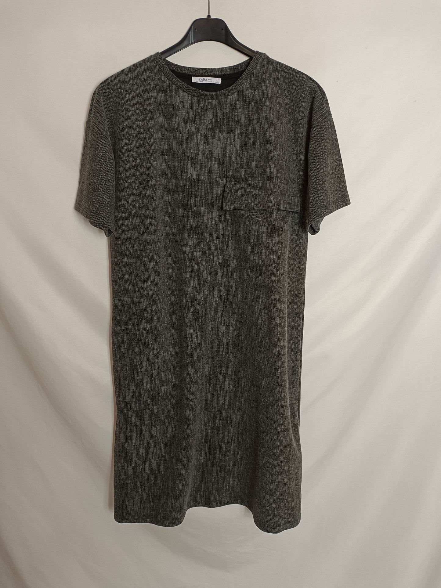 ZARA. Vestido midi gris T.m