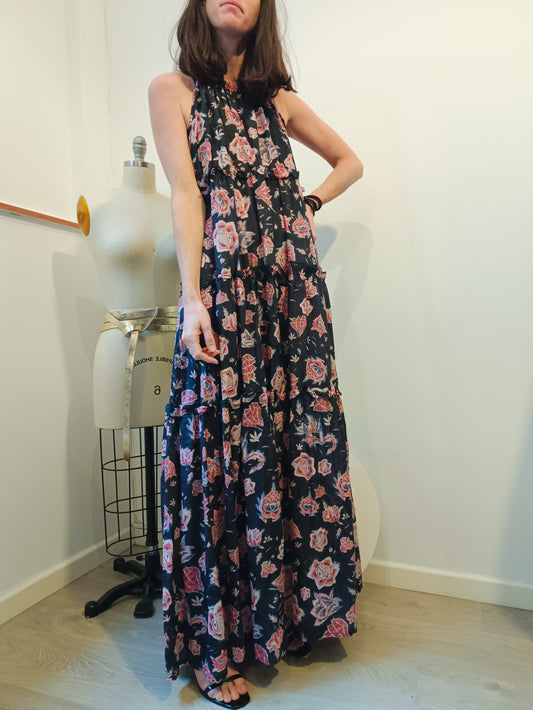 ISABEL MARANT ETOILE. Long floral halterneck dress. Size 40