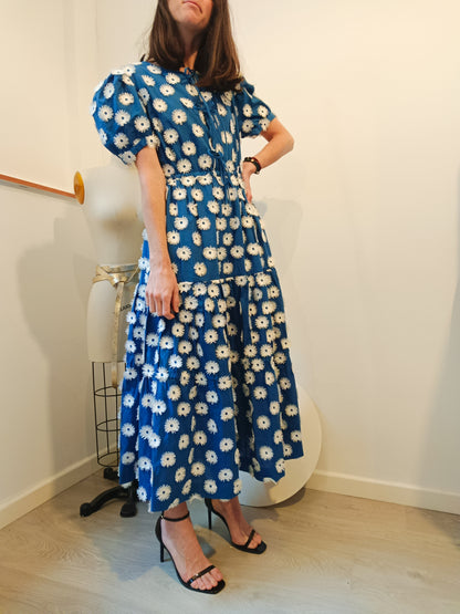 ANDION. Blue dress with embossed details. TS/M