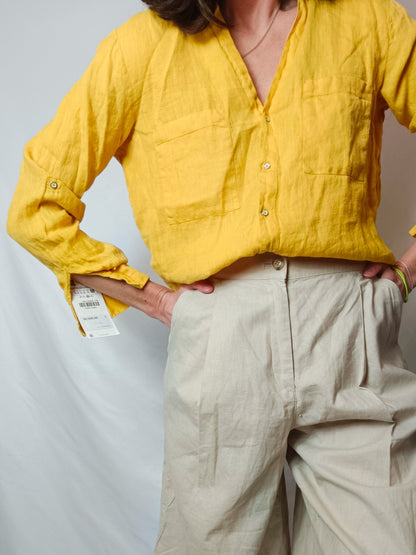 ZARA. Mustard Linen Blouse. TM