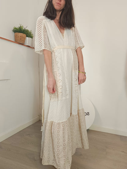 ZARA. Beige die-cut long dress. TS